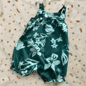 Carter's Green Floral Jumpsuit